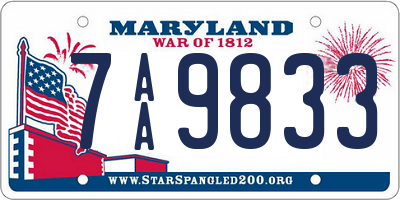 MD license plate 7AA9833