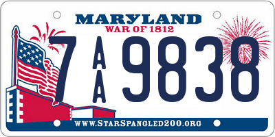 MD license plate 7AA9838