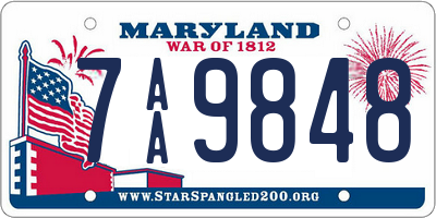 MD license plate 7AA9848
