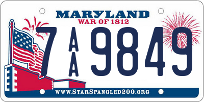 MD license plate 7AA9849