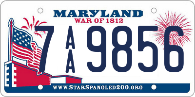 MD license plate 7AA9856