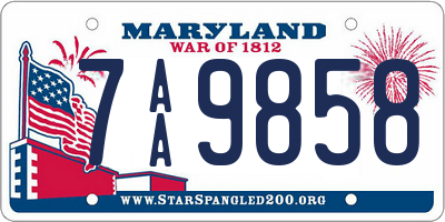 MD license plate 7AA9858