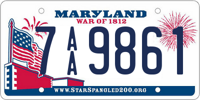 MD license plate 7AA9861