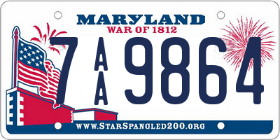 MD license plate 7AA9864