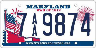 MD license plate 7AA9874