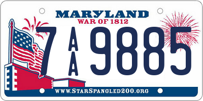 MD license plate 7AA9885