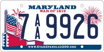 MD license plate 7AA9926