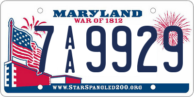 MD license plate 7AA9929