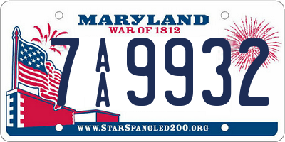 MD license plate 7AA9932