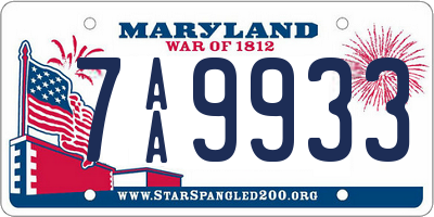 MD license plate 7AA9933