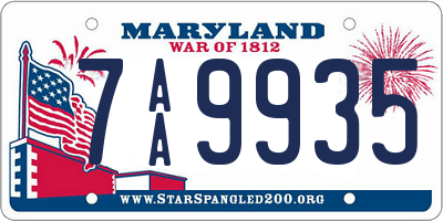 MD license plate 7AA9935
