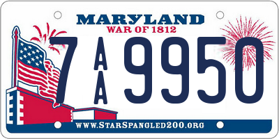 MD license plate 7AA9950