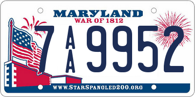 MD license plate 7AA9952