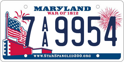 MD license plate 7AA9954
