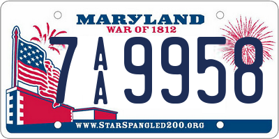 MD license plate 7AA9958