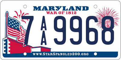 MD license plate 7AA9968