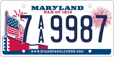 MD license plate 7AA9987
