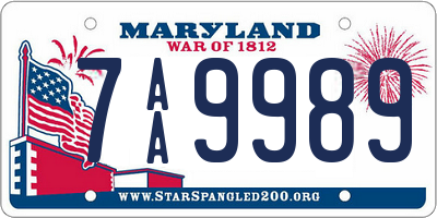 MD license plate 7AA9989