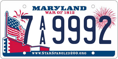 MD license plate 7AA9992