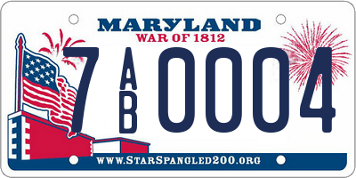MD license plate 7AB0004