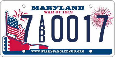 MD license plate 7AB0017