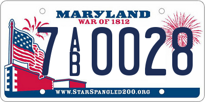 MD license plate 7AB0028