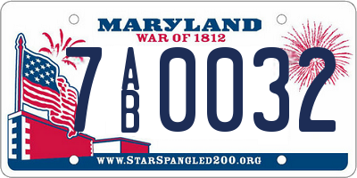 MD license plate 7AB0032