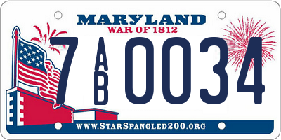 MD license plate 7AB0034