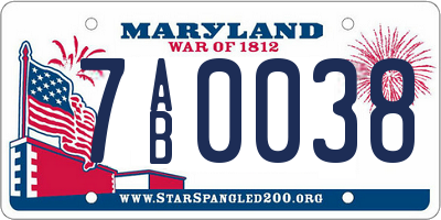 MD license plate 7AB0038