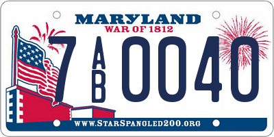 MD license plate 7AB0040