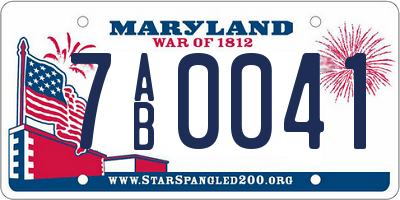 MD license plate 7AB0041