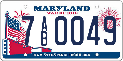 MD license plate 7AB0049