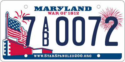 MD license plate 7AB0072