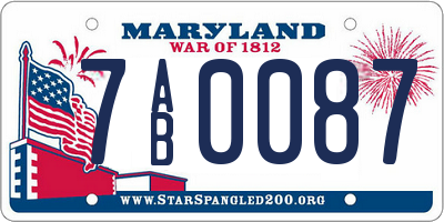MD license plate 7AB0087