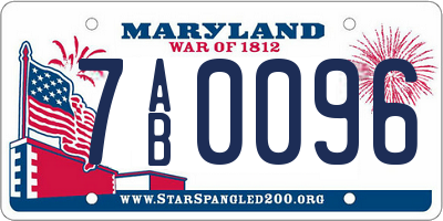 MD license plate 7AB0096