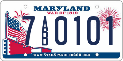 MD license plate 7AB0101