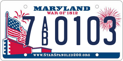MD license plate 7AB0103