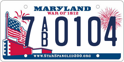MD license plate 7AB0104