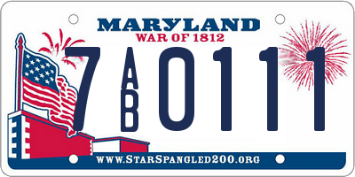 MD license plate 7AB0111