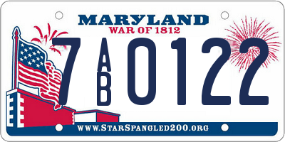 MD license plate 7AB0122
