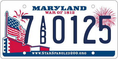 MD license plate 7AB0125