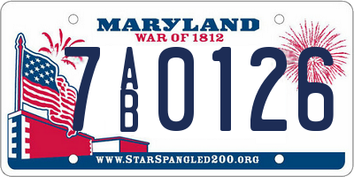 MD license plate 7AB0126