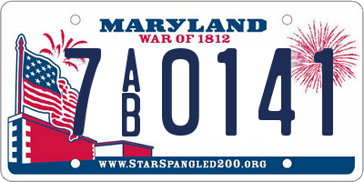 MD license plate 7AB0141