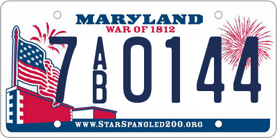 MD license plate 7AB0144