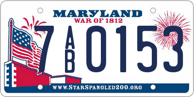 MD license plate 7AB0153