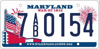 MD license plate 7AB0154