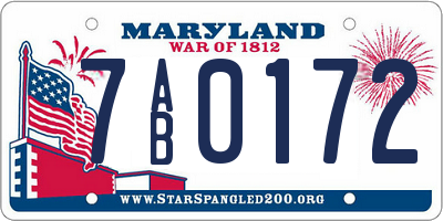 MD license plate 7AB0172