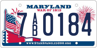 MD license plate 7AB0184