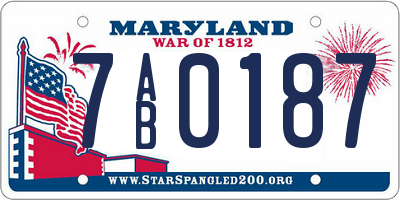 MD license plate 7AB0187