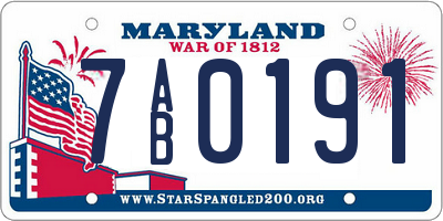 MD license plate 7AB0191